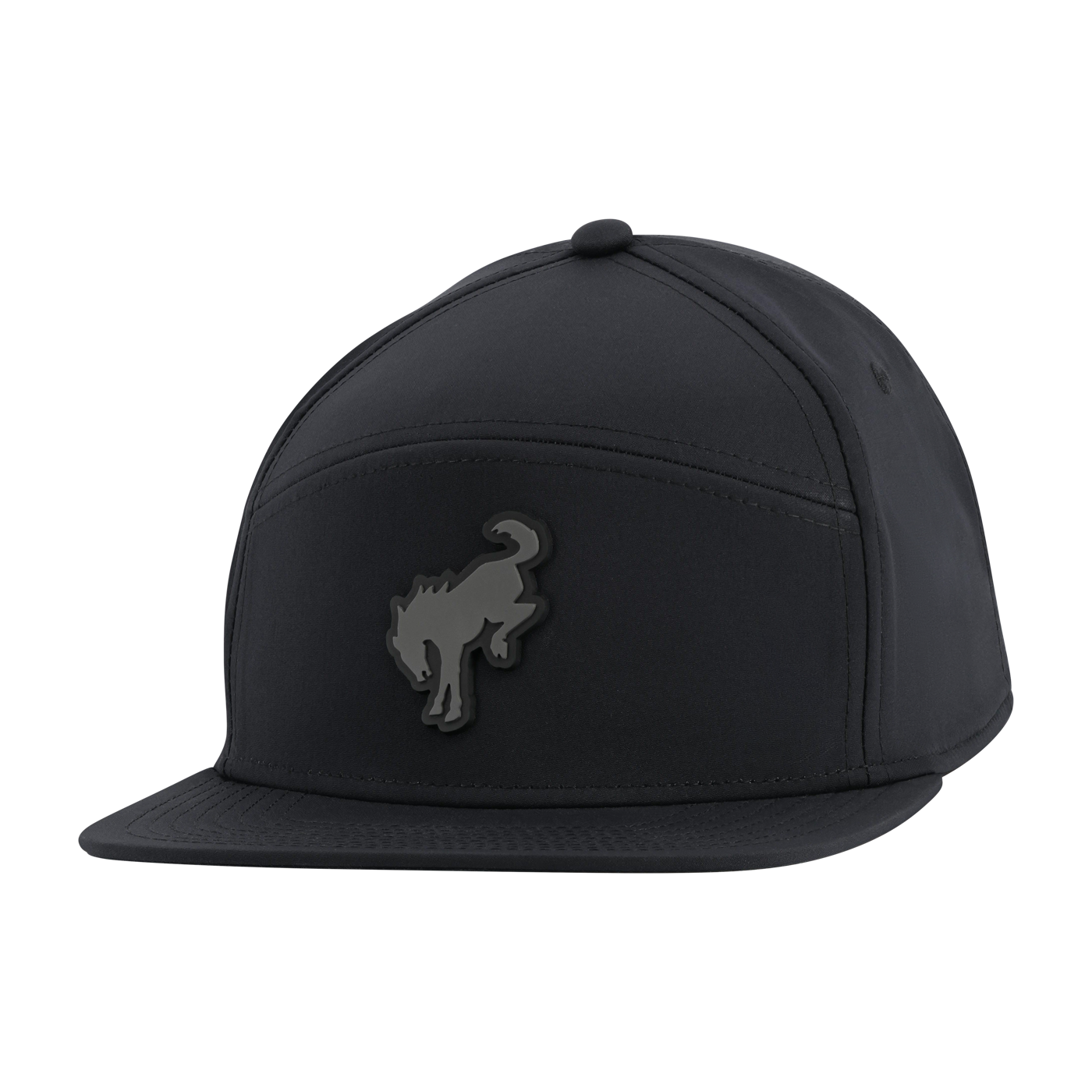 Black cap with a logo on a white background